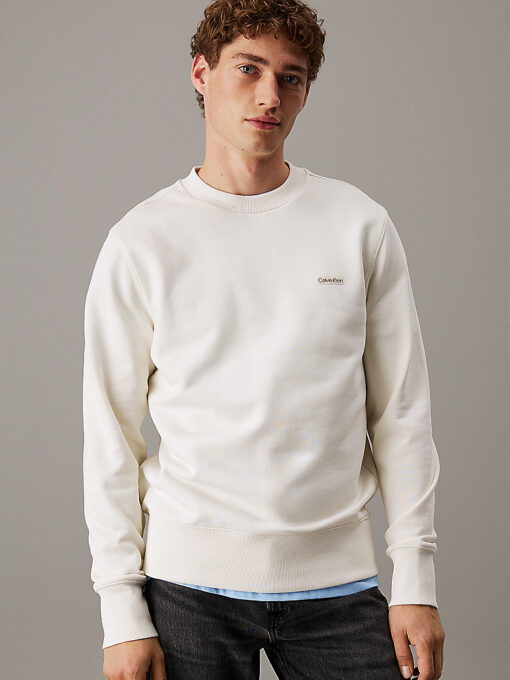 Calvin Klein Cotton Terry Badge Sweatshirt Tofu