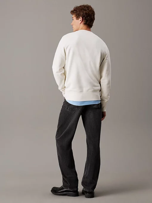Calvin Klein Cotton Terry Badge Sweatshirt Tofu