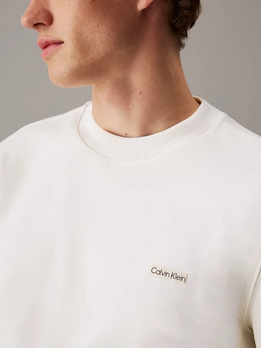Calvin Klein Cotton Terry Badge Sweatshirt Tofu