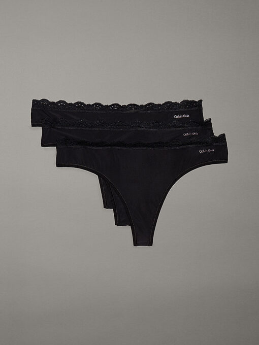 Calvin Klein 3-Pack Lace Thong Black