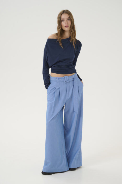 My Essential Wardrobe VistaMW Waterfall Blouse Dark Sapphire Blue