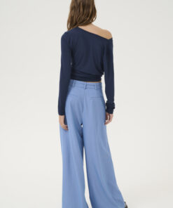 My Essential Wardrobe VistaMW Waterfall Blouse Dark Sapphire Blue