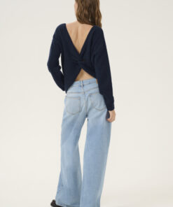 My Essential Wardrobe HumixMW Knot Knit Pullover Dark Sapphire Blue Melange