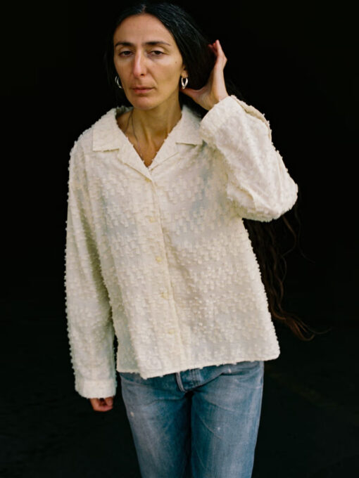 Nudie Jeans Women Juni Fringe Shirt Offwhite