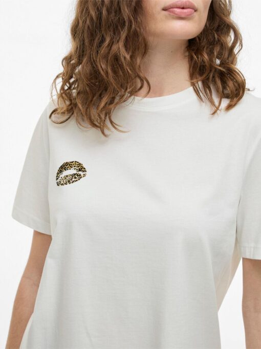 Vila Sybil Leo Kiss T-shirt Cloud Dancer