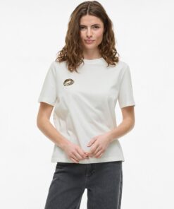 Vila Sybil Leo Kiss T-shirt Cloud Dancer