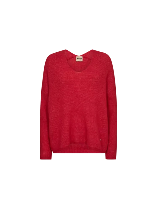 Mos Mosh Thora V-Neck Knit Chinese Red