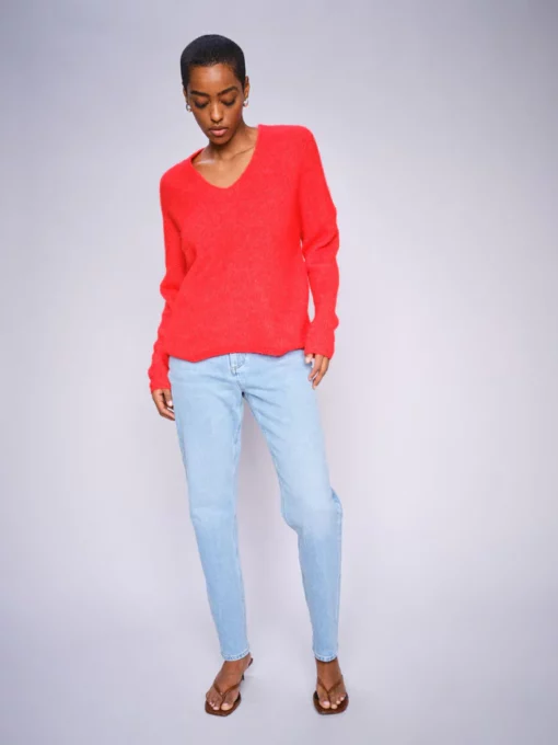 Mos Mosh Thora V-Neck Knit Chinese Red