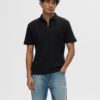 Selected Homme Fave Zip Polo Black