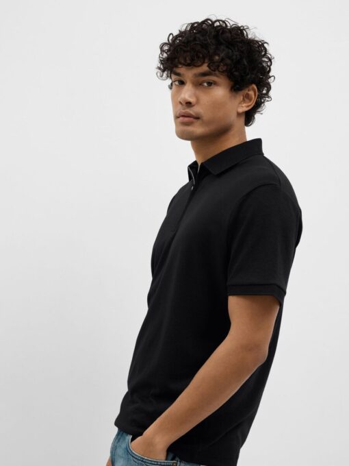 Selected Homme Fave Zip Polo Black