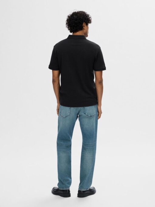 Selected Homme Fave Zip Polo Black