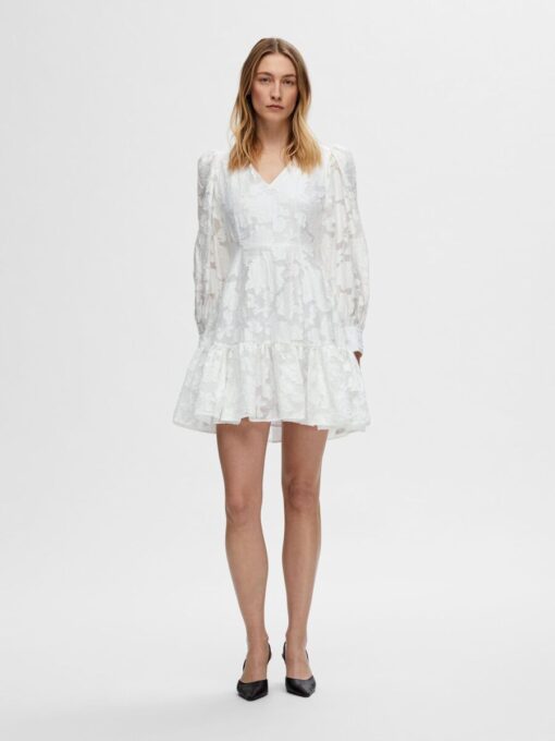 Selected Femme Calli-Sadie V-Neck Dress Bright White