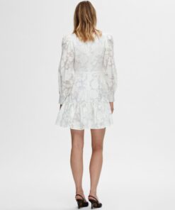 Selected Femme Calli-Sadie V-Neck Dress Bright White