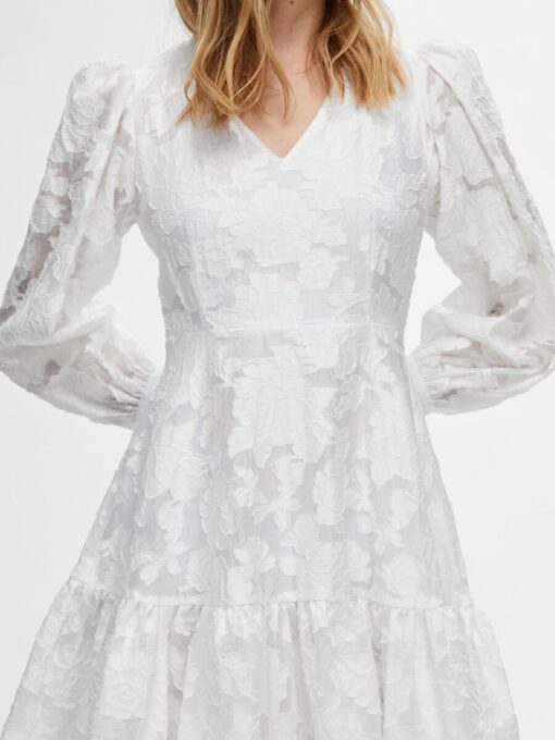 Selected Femme Calli-Sadie V-Neck Dress Bright White