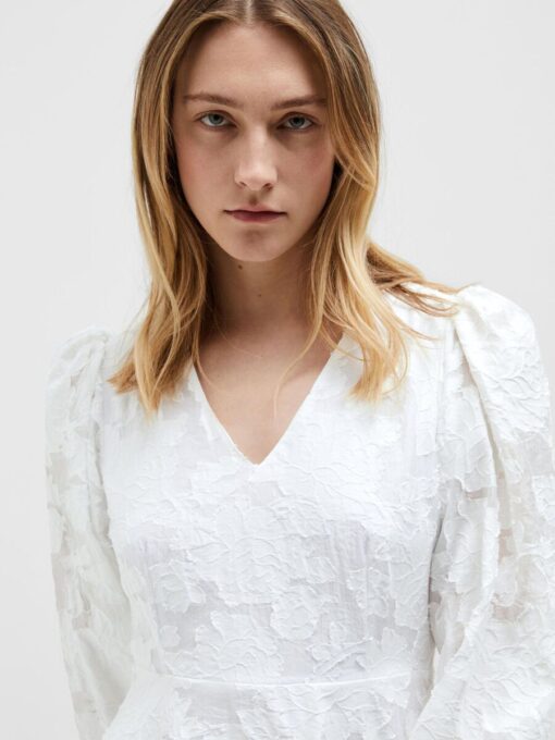 Selected Femme Calli-Sadie V-Neck Dress Bright White