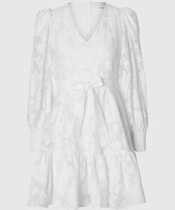 Selected Femme Calli-Sadie V-Neck Dress Bright White