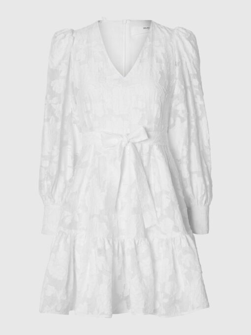 Selected Femme Calli-Sadie V-Neck Dress Bright White