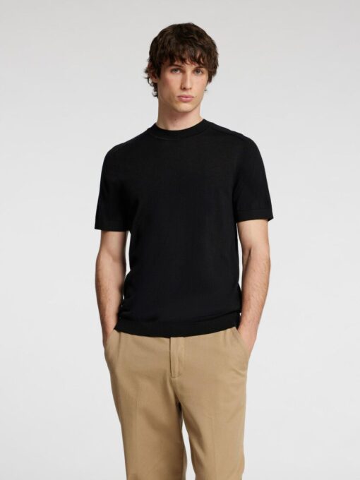 Selected Homme Tray SS Merino Knit T-shirt Black