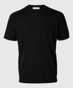 Selected Homme Tray SS Merino Knit T-shirt Black
