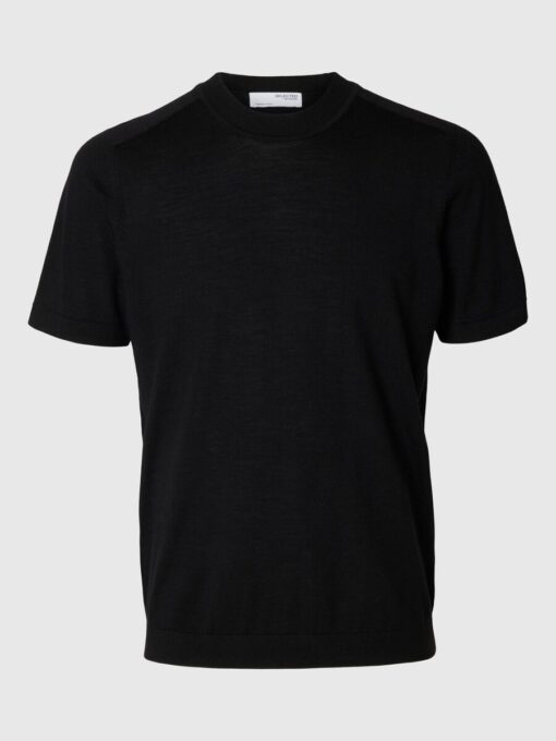 Selected Homme Tray SS Merino Knit T-shirt Black