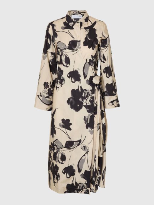 Selected Femme Aviana AOP Midi Wrap Dress Birch