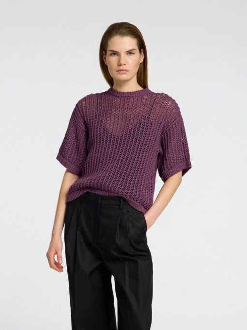Selected Femme Ellen 2/4 Knit Plum Perfect