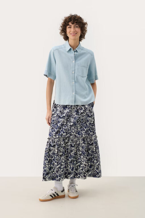 Part Two Nicla Shirt Whiteish Blue Denim