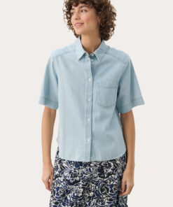 Part Two Nicla Shirt Whiteish Blue Denim