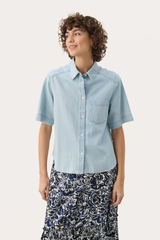Part Two Nicla Shirt Whiteish Blue Denim
