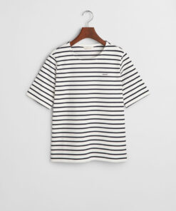 Gant Woman Breton C-Neck ss T-shirt Eggshell