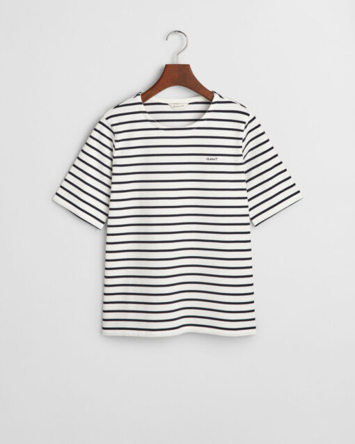 Gant Woman Breton C-Neck ss T-shirt Eggshell