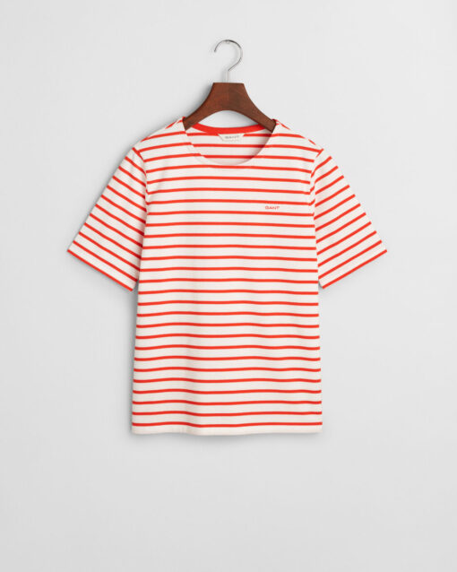 Gant Woman Breton C-Neck ss T-shirt Orange Red