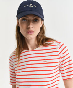 Gant Woman Breton C-Neck ss T-shirt Orange Red