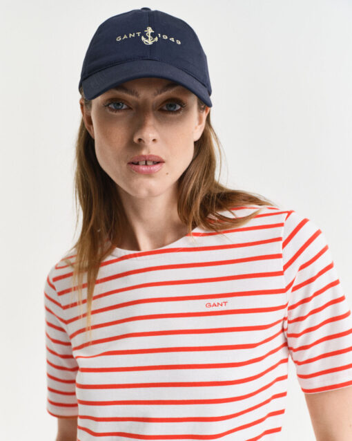 Gant Woman Breton C-Neck ss T-shirt Orange Red