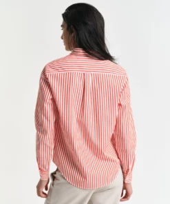 Gant Woman Classic Poplin Striped Shirt Orange Red