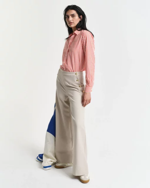 Gant Woman Classic Poplin Striped Shirt Orange Red