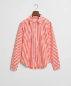 Gant Woman Classic Poplin Striped Shirt Orange Red