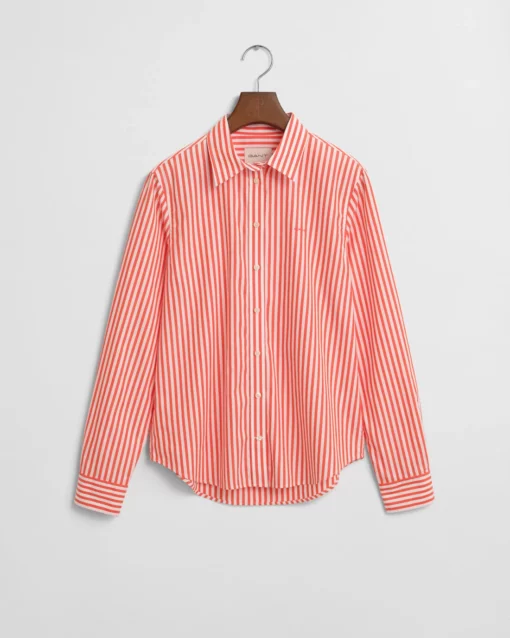 Gant Woman Classic Poplin Striped Shirt Orange Red