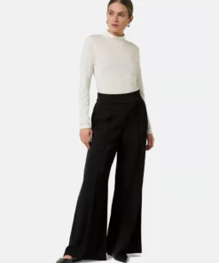 Comma, Wide Leg Trousers Black
