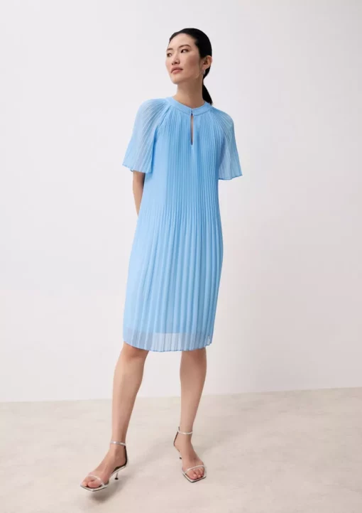 Comma, Plisee Dress Light Blue