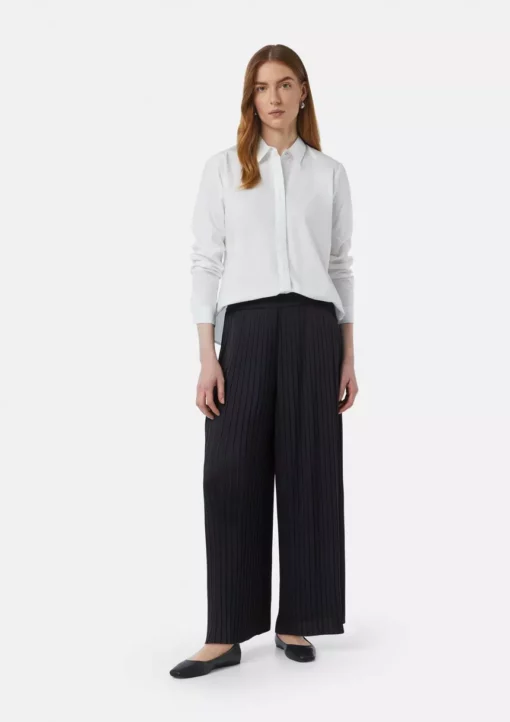 Comma, Wide Plisse Trousers Navy