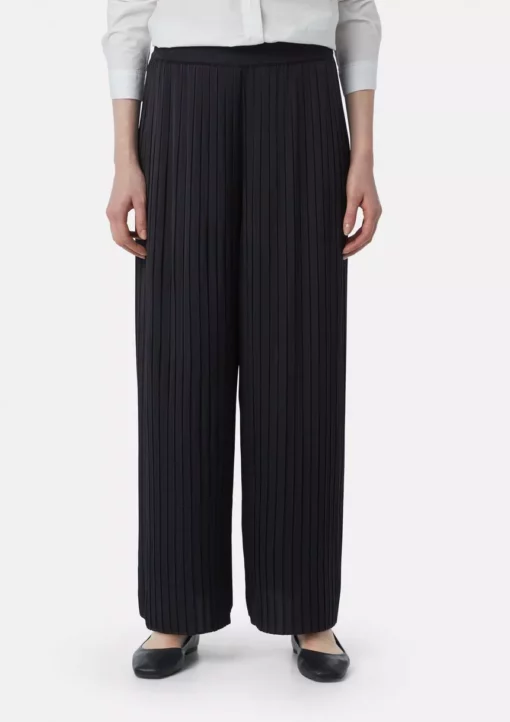 Comma, Wide Plisse Trousers Navy