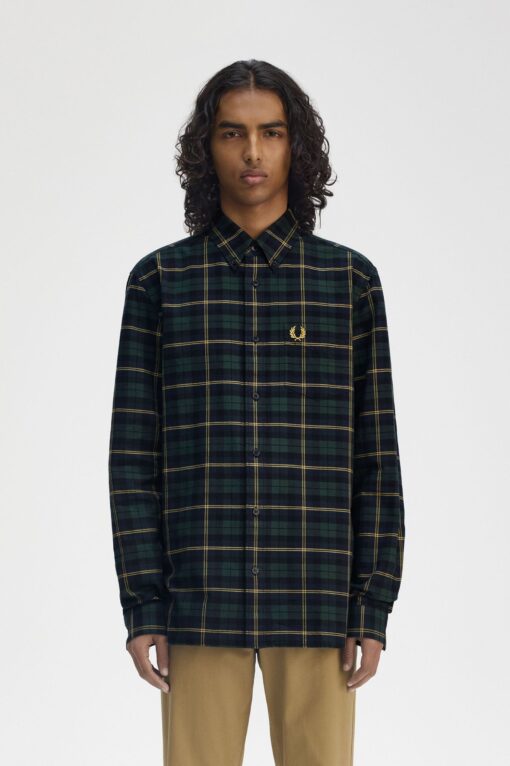 Fred Perry Oxford Tartan Shirt Navy