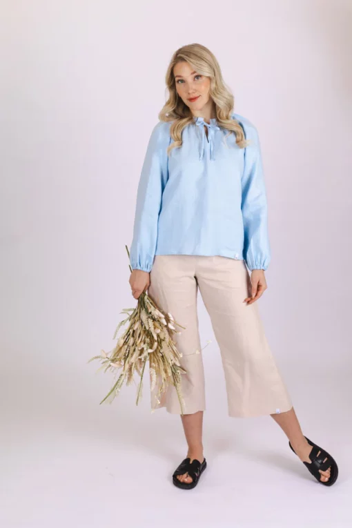 Nakoa Paloma Linen Blouse Sky Blue