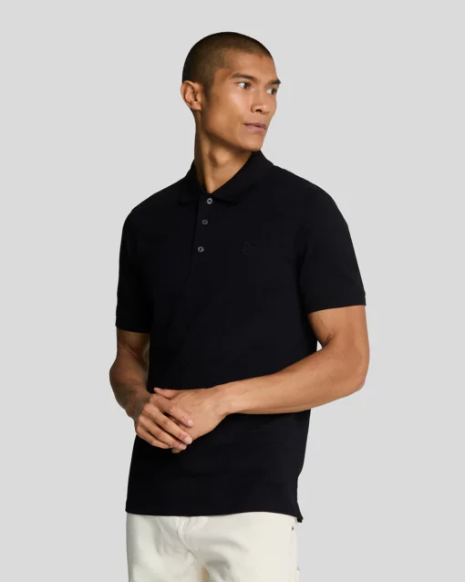Lyle & Scott Tonal Eagle Polo Shirt Jet Black