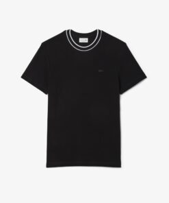 Lacoste Stretch Piqué Stripe Collar T-shirt Midnight Blue