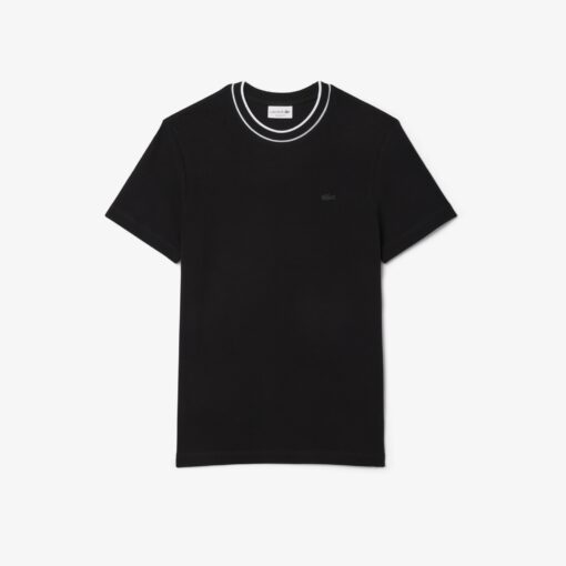 Lacoste Stretch Piqué Stripe Collar T-shirt Midnight Blue