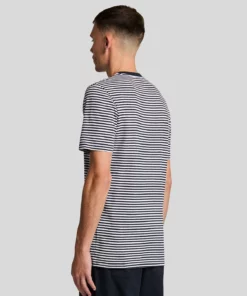 Lyle & Scott Linen Blend Breton Stripe T-Shirt Dark Navy/ White