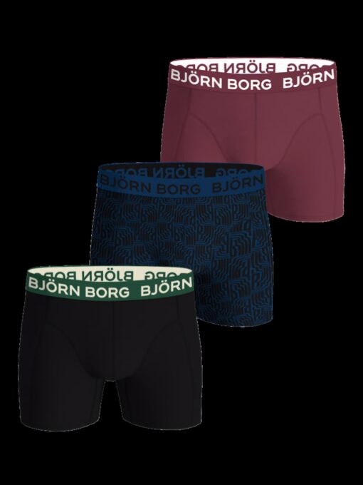 Björn Borg Cotton Stretch Boxer 3-pack Black, Print, Red