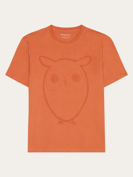Knowledge Cotton Apparel Big Owl Front Print T-shirt Langoustino